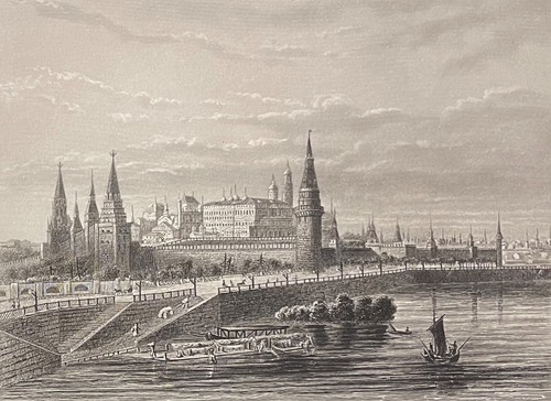 Russie Moscou le Kremlin et la Moskova gravure de Rouargue vers 1838