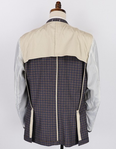 Peter Millar Sport Coat Blazer XL Blue Brown Checks 100% Wool Elbow Patches - Picture 13 of 15