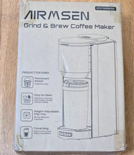 Grind & Brew Coffee Maker All in One w/ S Steel Travel Mug, 6-16 Oz Single Serve