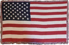 Image of USA 50 Stars Flag 4ft x 6ft Cotton Woven Throw Blanket Super Comfy