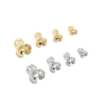 100pcs Stainless Steel Gold/Silver Crimp End Tips Caps Chain Cord Ends Findings