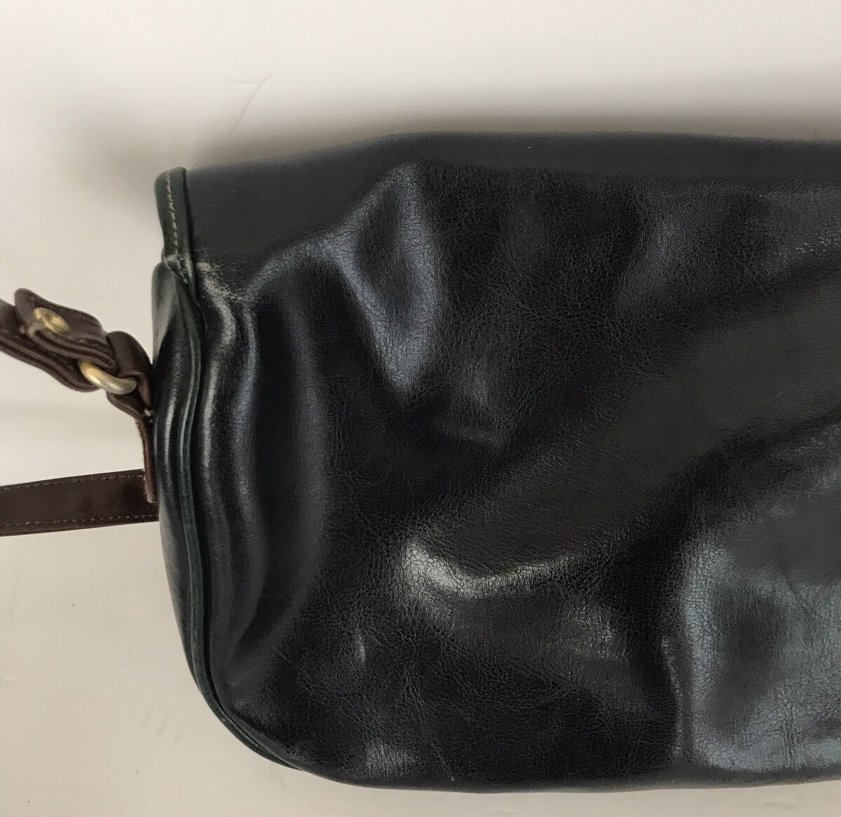 Vintage Rivage Women's Leather Purse Navy Blue & Brown – Classic