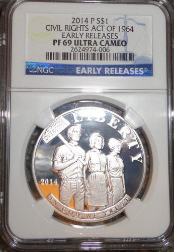 2014 P Civil Rights Act of 1964 Comerative Dollar NGC PF 69 UC ER