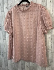 SHEIN Curve Womens Pink Mock Neck Top Blouse Shirt Sz 3XL