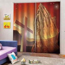 Simple and pious initial belief Printing 3D Blockout Curtains Fabric Window