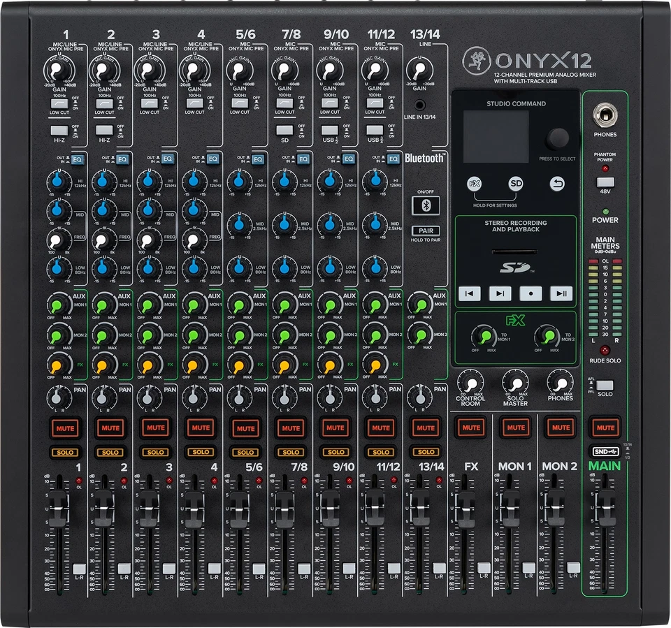 Mackie ONYX12 12-Channel Analog Mixer w/USB/3-Band EQ/Bluetooth+Dust Cover - Image 2 of 4