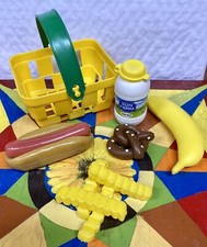 Play Food For Tikes PICNIC BASKET HOTDOG MILK FRIES PRETZEL FRUIT LOT PF2-PBLL