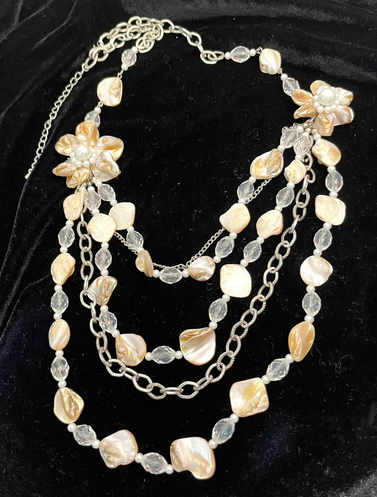 Seashell Statement Multi Strand Necklace Mother o… - image 6