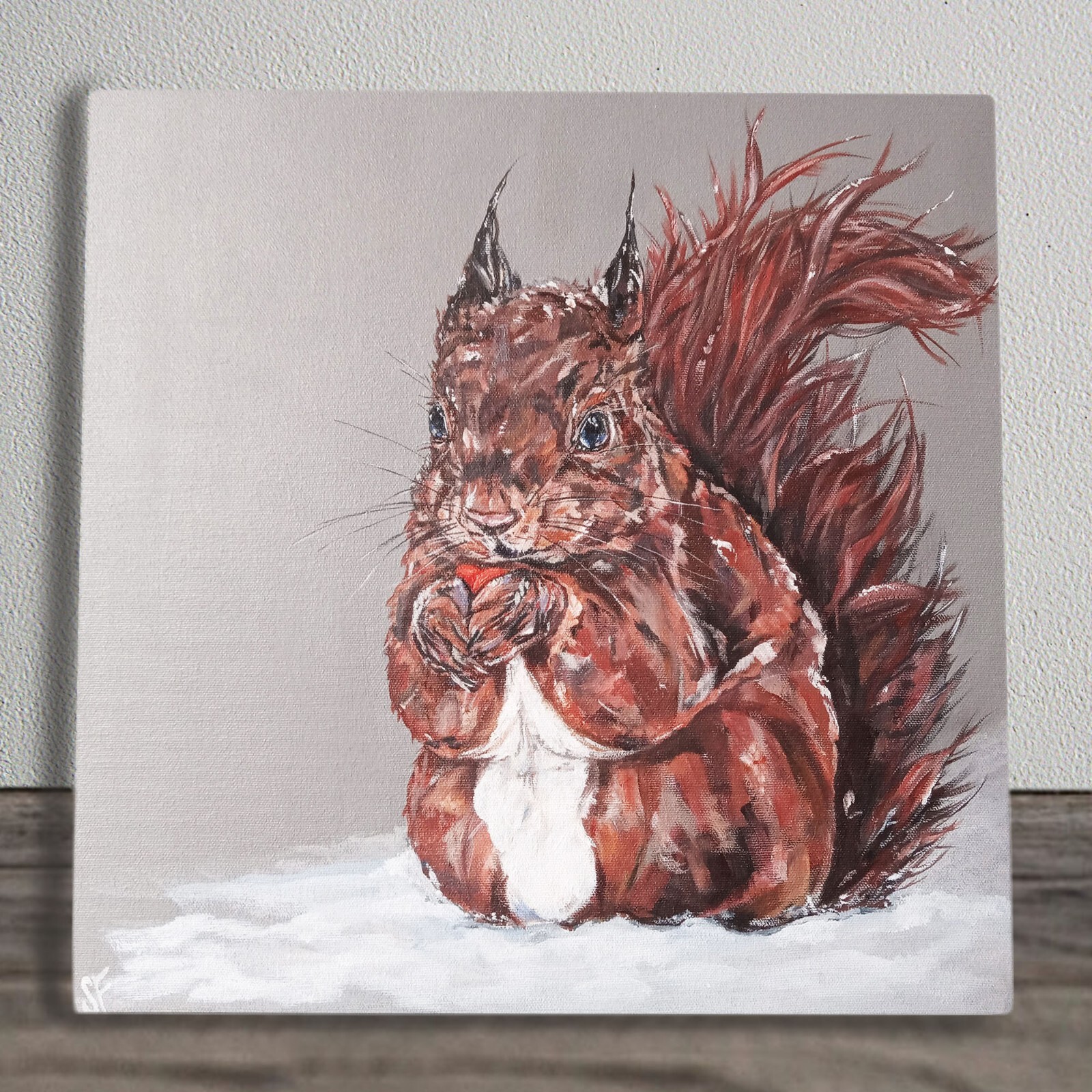 Nuts Red Squirrel Ceramic Tile Picture Quirky Plaque Sign By Sam Fenner 20x20cm