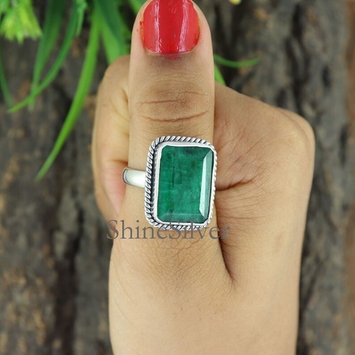 Anillo de joyería de plata esterlina 925 esmeralda de plata esterlina 925 - Imagen 2 de 3