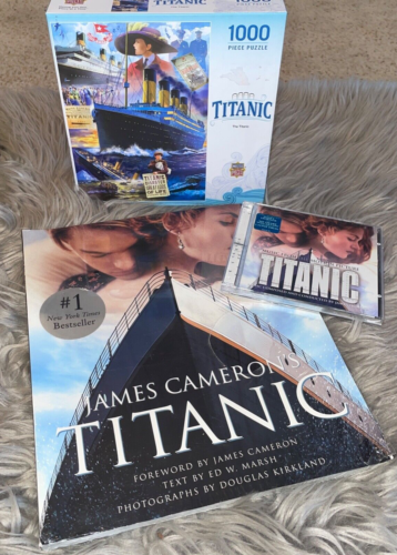 Titanic Movie 25th Anniversary Pakiet Puzzle, ścieżka dźwiękowa DVD, NOWA książka kinowa - Zdjęcie 1 z 11