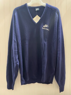 Vintage 90's Men's Nike Basketball Navy Sweater V-Neck XL Fits Large