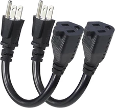KUNCAN Short Power Extension Cord - 15A 6 Inch 3 Prong Outlet Saver, 1875W 14AWG