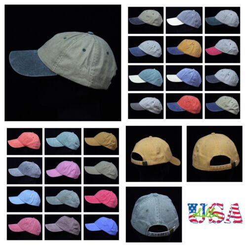 Plain Baseball Cap Washed Caps Brushed Faded Hat Unisex Cotton Hats Sports - Picture 1 of 27