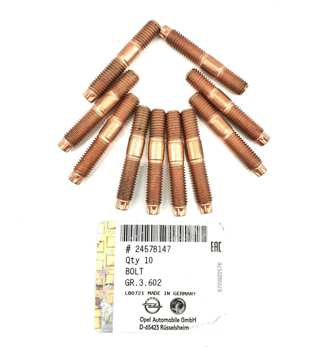 10x Originale Opel Stehbolzen Auspuffkrümmer Astra, Corsa