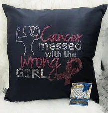 Cancer Survivor Rhinestone Pillow / Insert Included / Bling Pillow / Bling