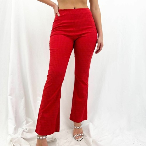 Hollywood Red Satin Graphic Print Pants 