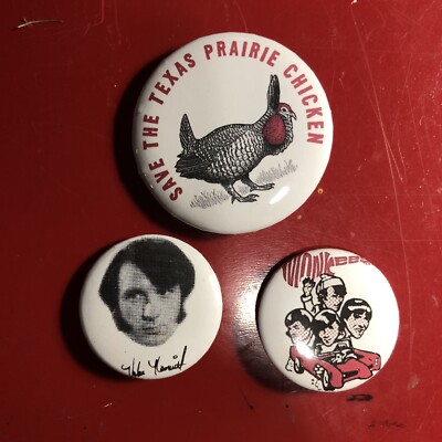 THE MONKEES - New /Retro BUTTONS! Save The Texas Prairie Chicken!!!