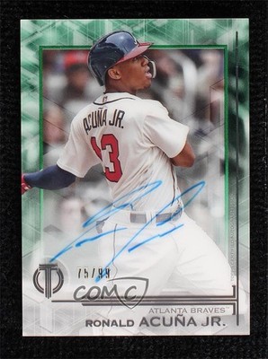 2019 Topps Tribute Green 75/99 Ronald Acuna Jr #TA-RAJ Auto 03rx