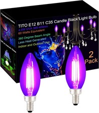 TITO 2 Pack E12 B11 Filament Candle Black Light Bulbs 2