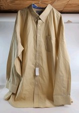 Paul Frederick Dress Men's Shirt Yellow Stripe Non-Iron Classic Fit Size 20-36.