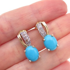 Authentic Chuck Clemency 925 Sterling Silver Gold Plated Real Turquoise Tanzanite Earrings