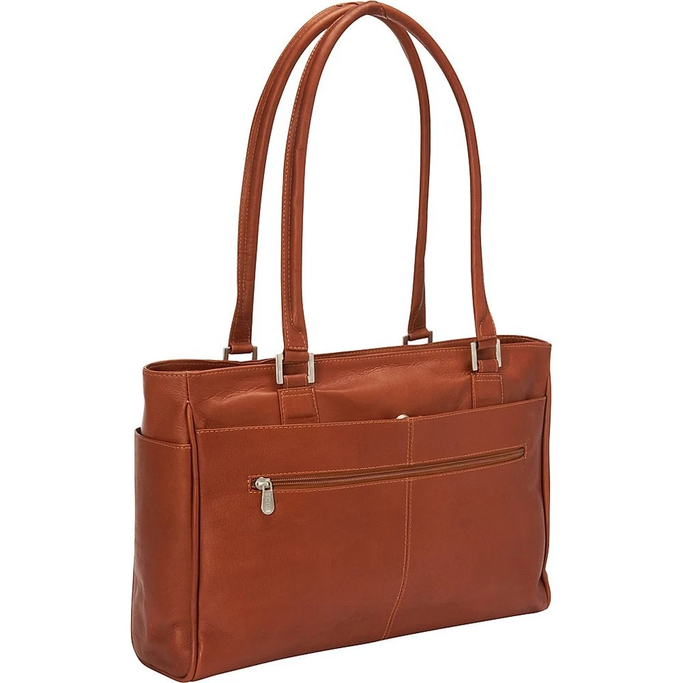 Bolsa tote feminina para laptop com bolsos, preta, tamanho único - Imagem 4 de 4