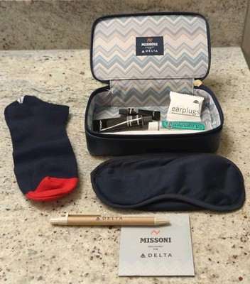 NEW Missoni Delta One First Class Travel Kit Case Blue Wave Amenity COMPLETE