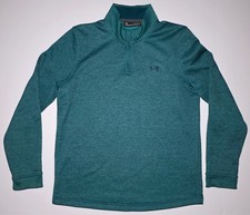 Under Armour Womens Teal Blue and Black Speckled 1/4 Zip Pullover Size Large