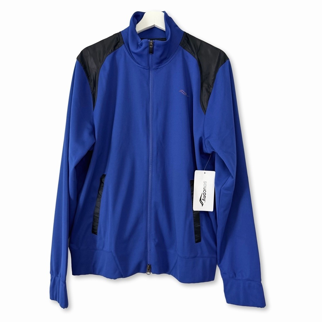 Saucony Performance Jacket Men's Size Medium Blue Black Full Zip Activewear