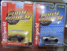 Auto World SC410 Pony Power 2015 Ford Mustang GT 2 HO Slot cars Black and Silver