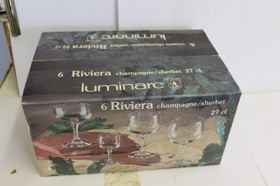 6 Vintage Luminarc Champagner Sherbet Gläser Frankreich unbenutzt 3,5'' Durchmesser x 5,5'' hoch