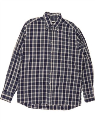 ROCCOBAROCCO Mens Shirt Size 16 1/2 42 Large Navy Blue Check Cotton AB11