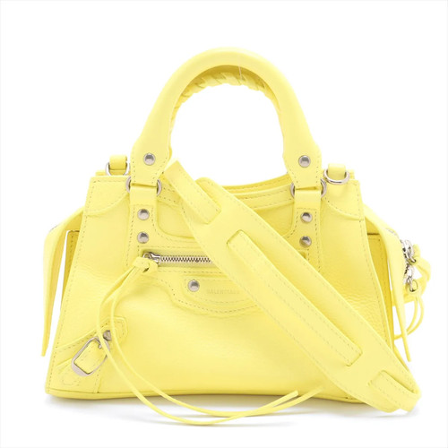 Balenciaga Mini Neo Classic City Leather 2 Way Handbag Yellow 638524