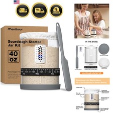 Gourmet Sourdough Starter Jar - 40oz with Tracking Band  Easy-to-Clean Design