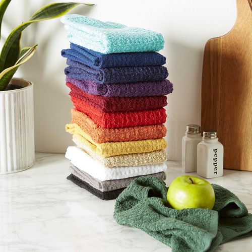 DII Basic Terry Collection Waffle Dishtowel Set, 15x26, Solid Aqua, 4 Piece - Picture 8 of 9