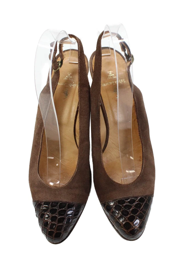 Zapatos Ralph Lauren para mujer de gamuza de cuero en relieve marrón talla 8B Foto 2 de 4