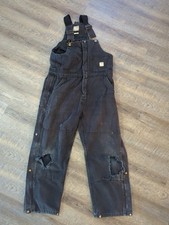 Berne Duck Bib Overall Men Med Short B415BK 38" Waist Distressed Grunge
