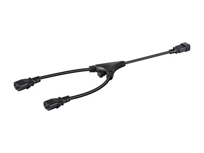 Splitter Power Cord - 2 Feet - Black | IEC 60320 C20 to 2x IEC 60320 C13, 14AWG