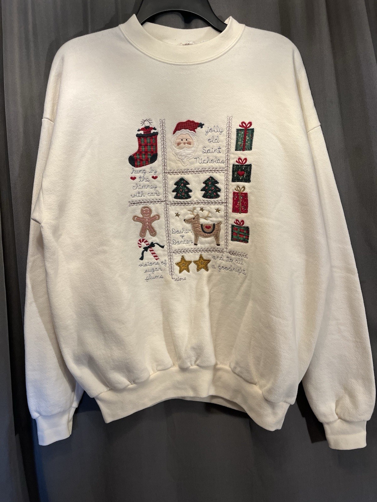 Vintage Christmas Patchwork Grid Festive Holiday … - image 1