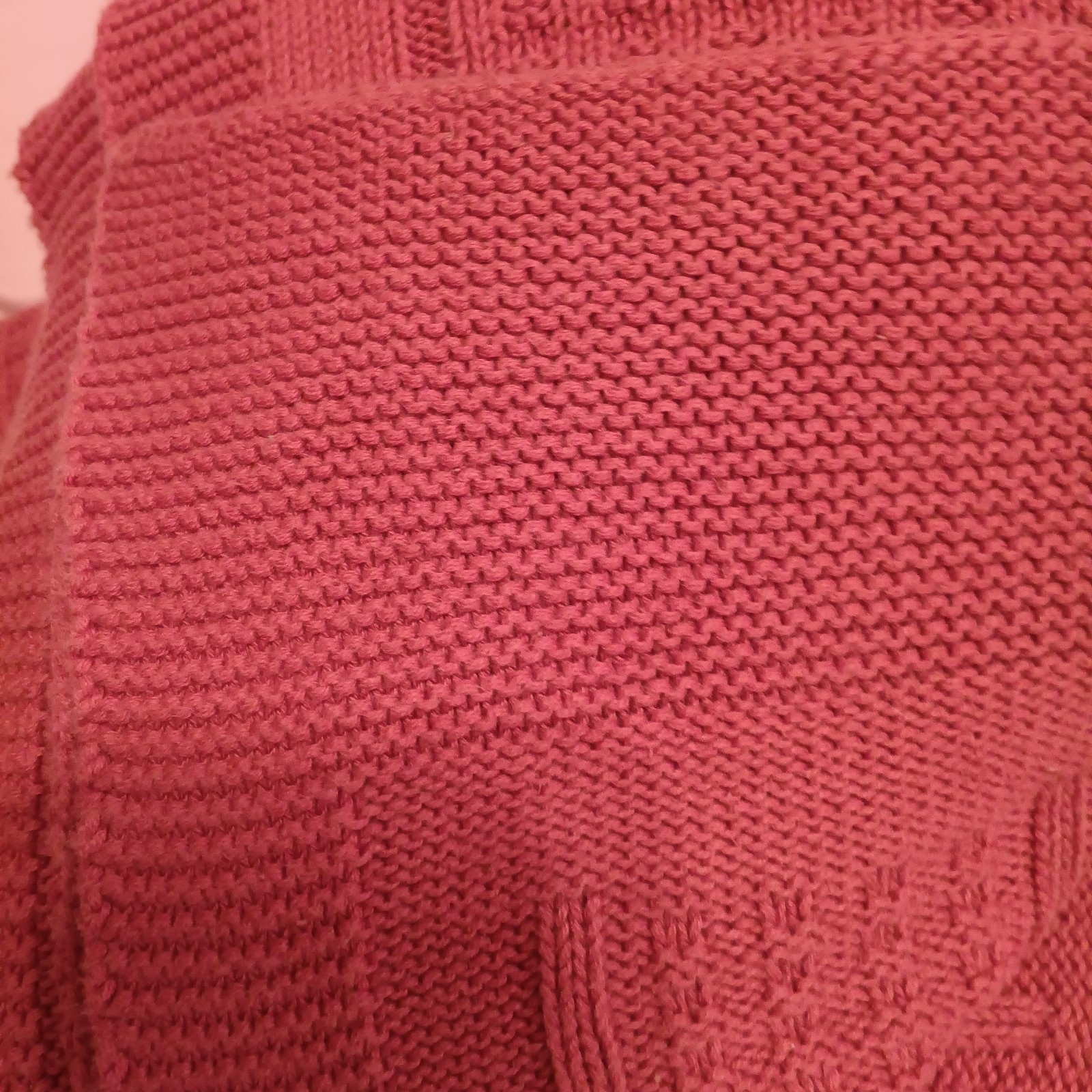 Ralph Lauren Cotton Cable Knit Weave Queen Size Blanket Throw Salmon Pink thumbnail 3