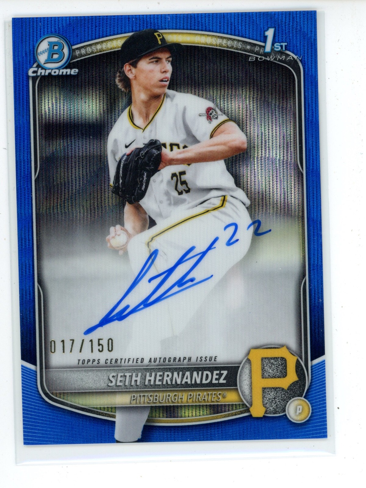2025 Bowman Draft Chrome Prospect Auto Seth Hernandez #CPA-SH Blue Wave /150