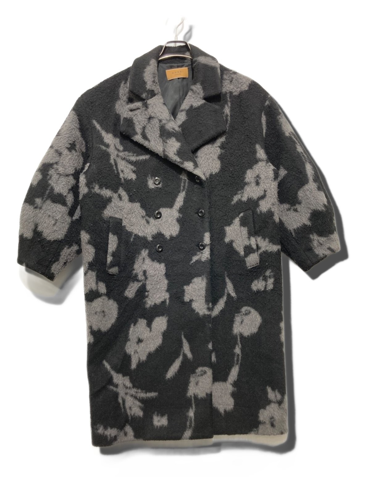 Ameri UND SHADOW FLOWER WOOL COAT 2320760360 Blac… - image 1