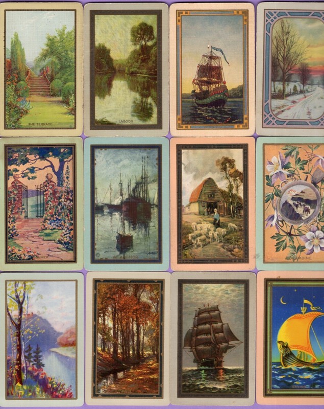 12 Single Swap Playing Cards DECO NARROW NAMED SCENERY TALL SHIPS SHEEP VINTAGE