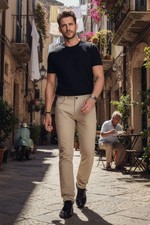 Barabas Men's Solid Color Zip Button Straight Fit Casual Pants B2060