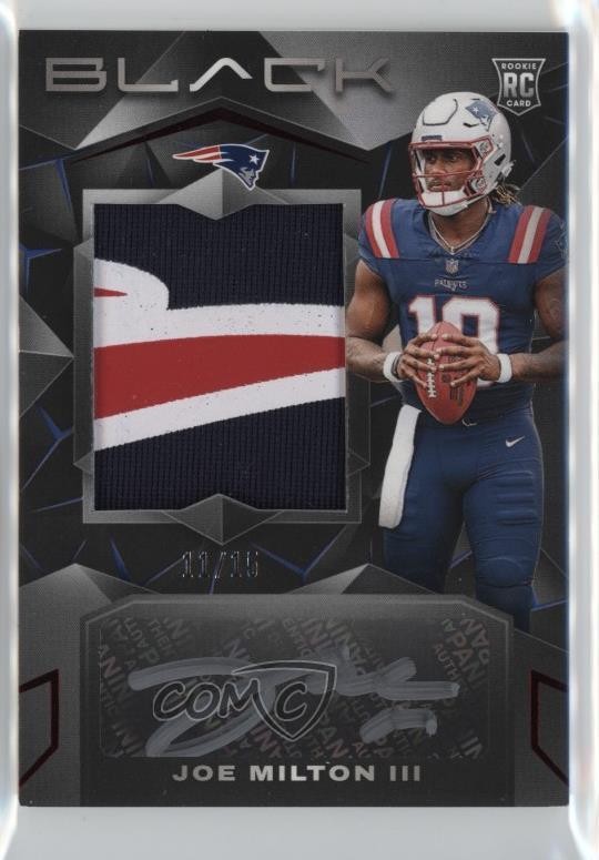 2024 Panini Black Ruby 11/15 Joe Milton III #204 RPA Rookie Patch Auto RC 04uh