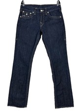 True Religion Straight Flap Jeans Men’s Size ACTUAL 33X33 Blue Made in USA EUC