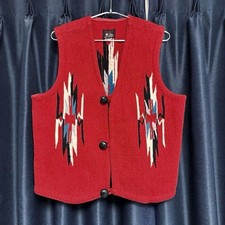 TRIBE SQUARE Chimayo Vest Red 38-40 Tribe Square Ortega-style Native American