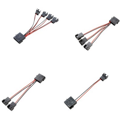 IDE Molex 4-Pin to Small 4Pin 1/2/3/4 Fan Y Splitter Extension Power Cable 4.9in