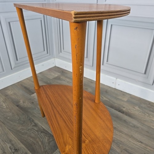 Retro Vintage Mid Century Modern Teak Console Table – Half Moon – Lower Shelf - Picture 19 of 24